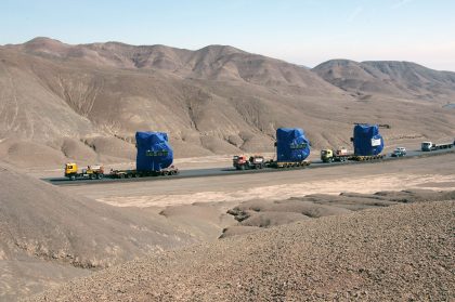 Japanese 12m antennas traveling in the Atacama Desert