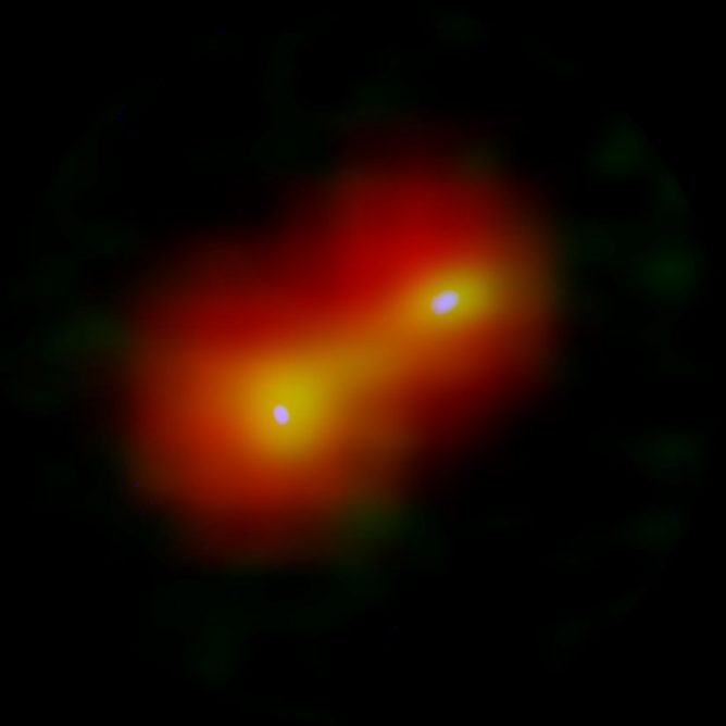 非常に若い原始連星系IRAS 04191+1523の合成画像