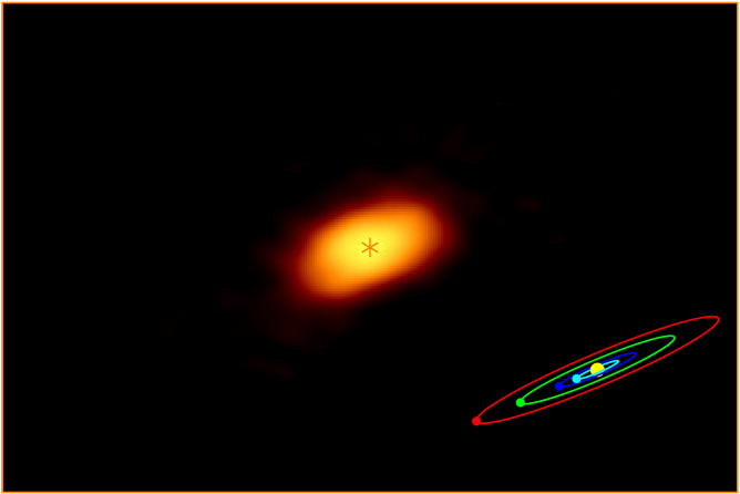 アルマ望遠鏡がとらえたHH211-mmsの円盤のクローズアップ画像。
