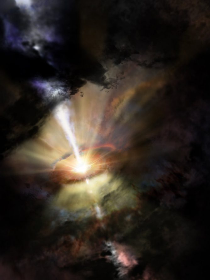 エイベル2597中心の巨大楕円銀河の想像図
