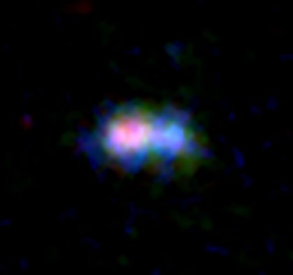 アルマ望遠鏡とハッブル宇宙望遠鏡がとらえた銀河MACS0416_Y1