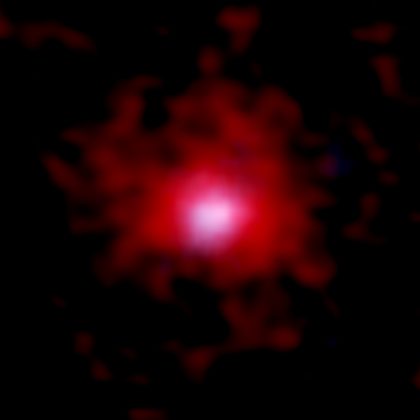 宇宙初期の銀河に見つかった巨大炭素ガス雲