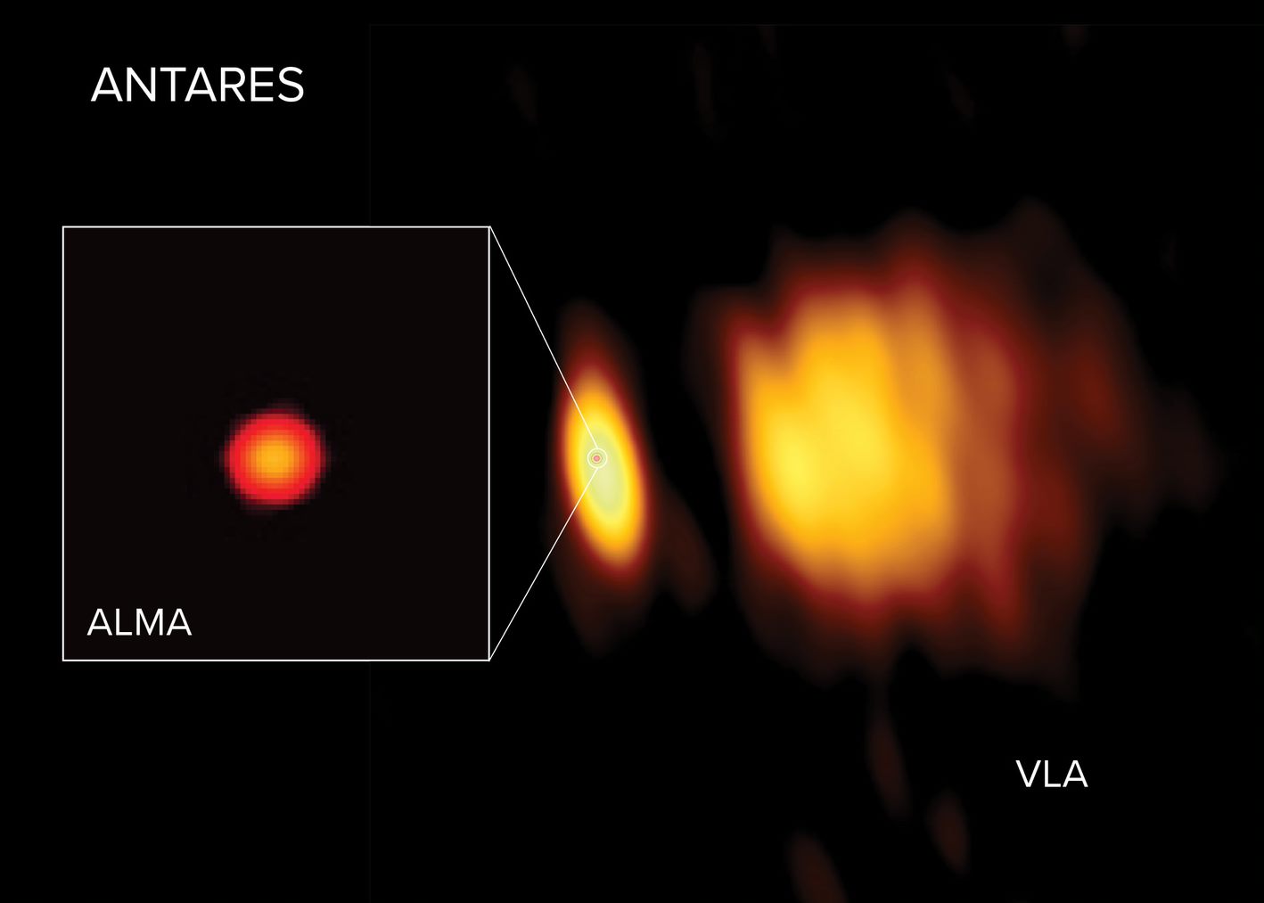 ニュース - 電波望遠鏡で見た赤色超巨星アンタレスの大気 - アルマ望遠鏡