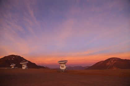 ALMA antennas at sunset