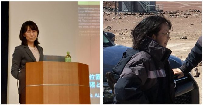 Giving a lecture for female junior high school students, working at the ALMA telescope site