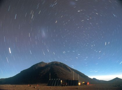 Cerro Chascon and diurnal motion of the southern sky (photographed by Kazuhisa Kamegai)